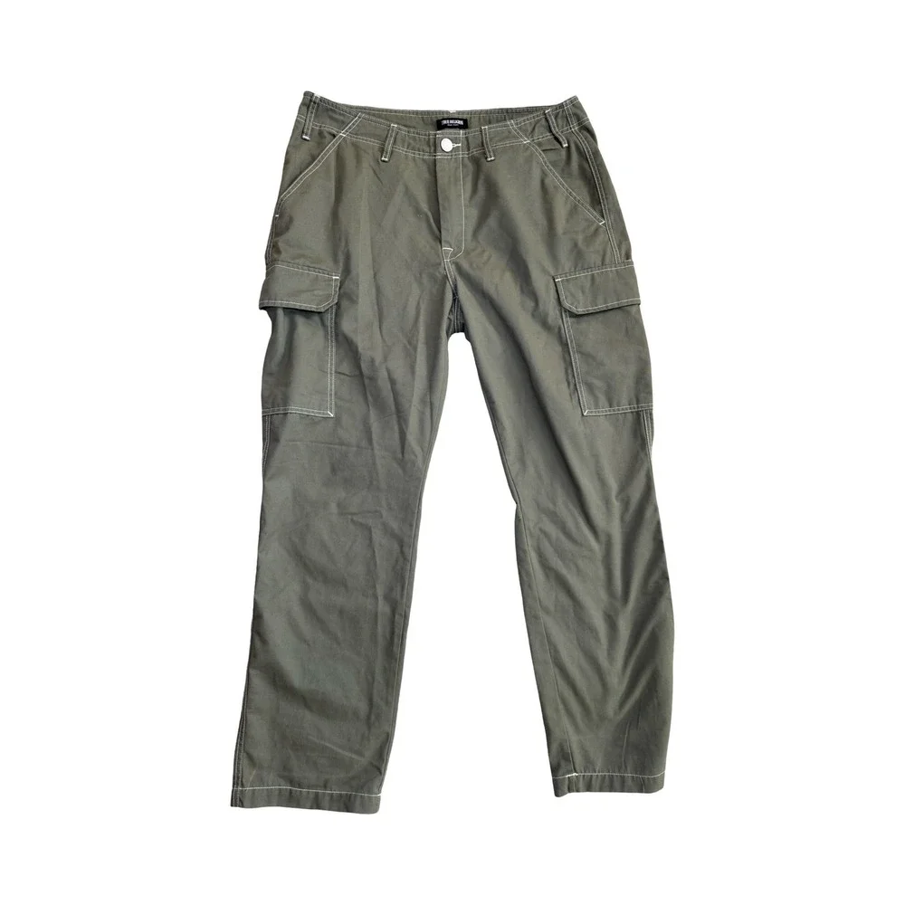 True Religion Cargo Pants Mens 34 Olive Green Excellent Contrast Stitching
